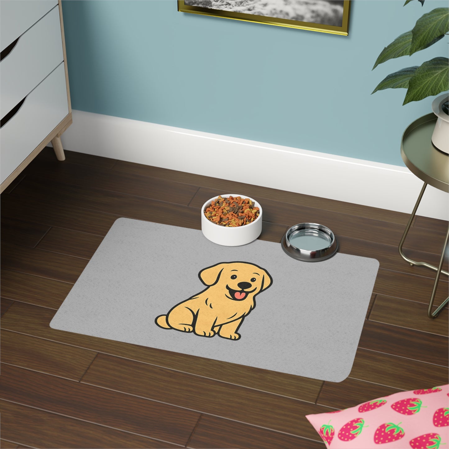 Cartoon Yellow Lab Pet Placemat – Cute & Practical Dog Feeding Mat