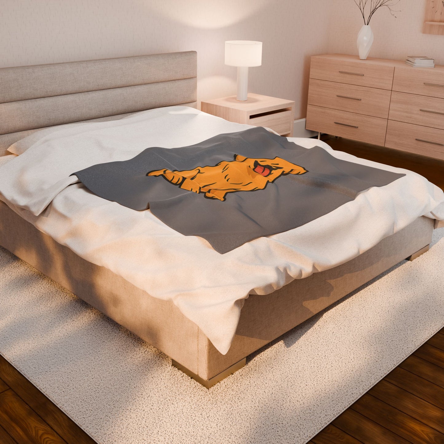 Cartoon Golden Retriever Plush Blanket – Cozy Dog Lover Gift