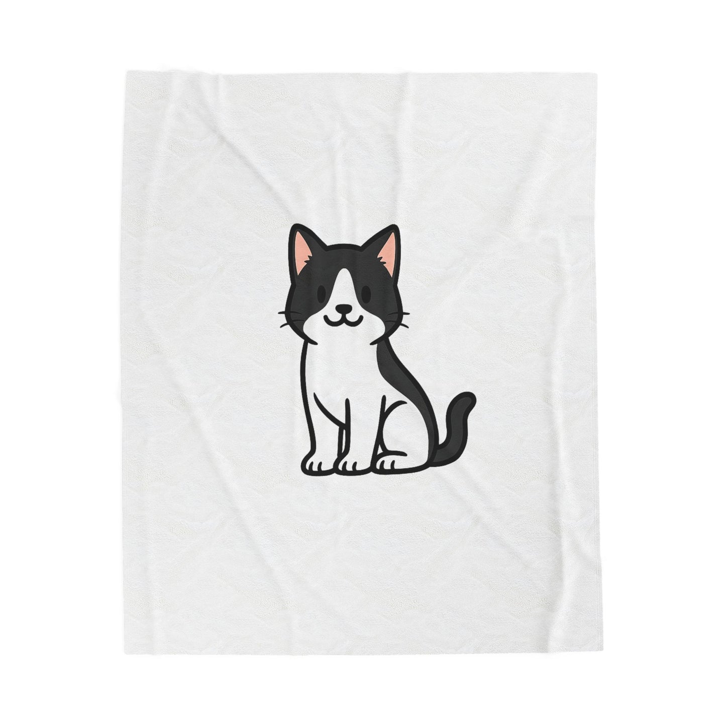Cartoon Black and White Cat Plush Blanket – Cozy Feline Lover Throw