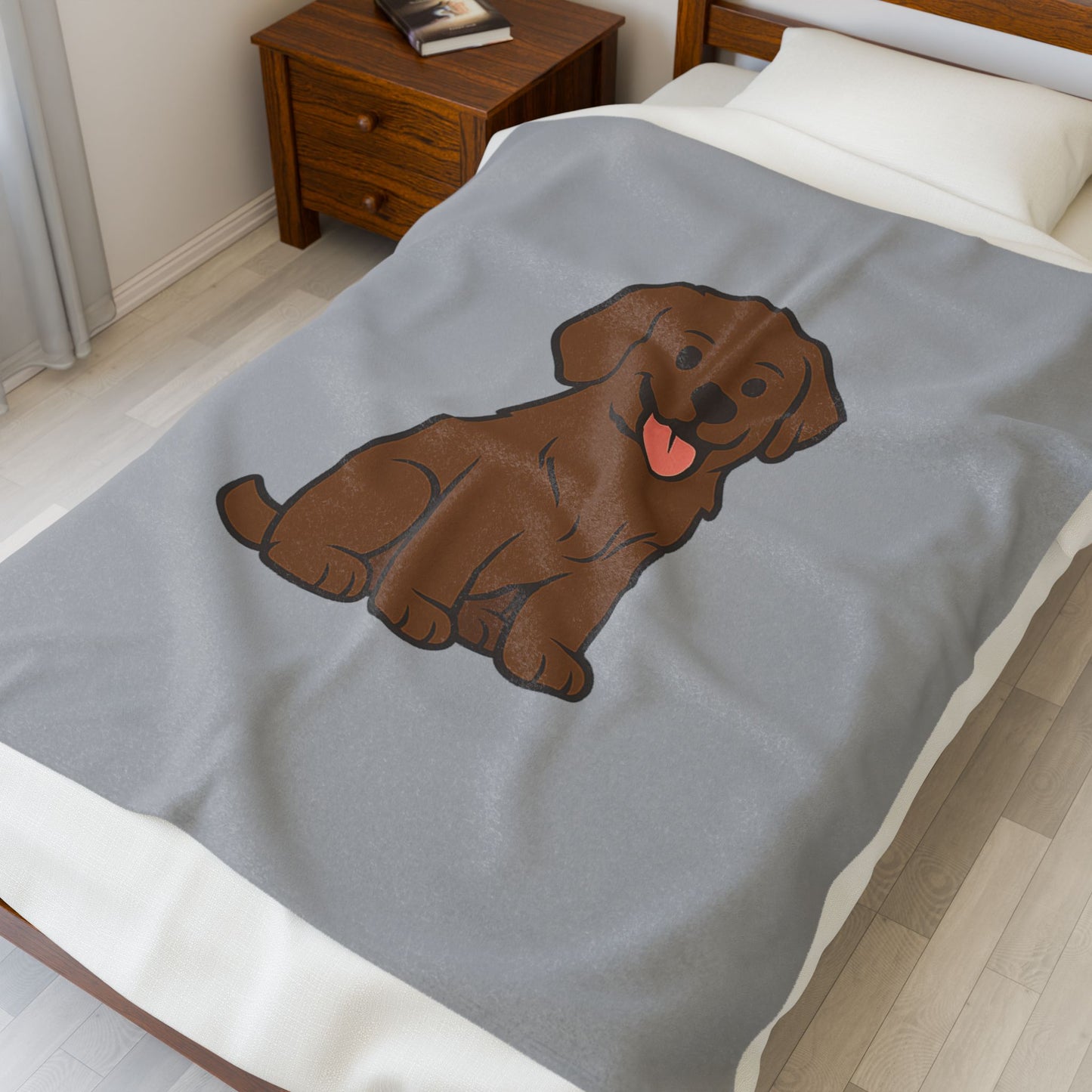 Cartoon Chocolate Lab Plush Blanket – Cozy Dog Lover Gift