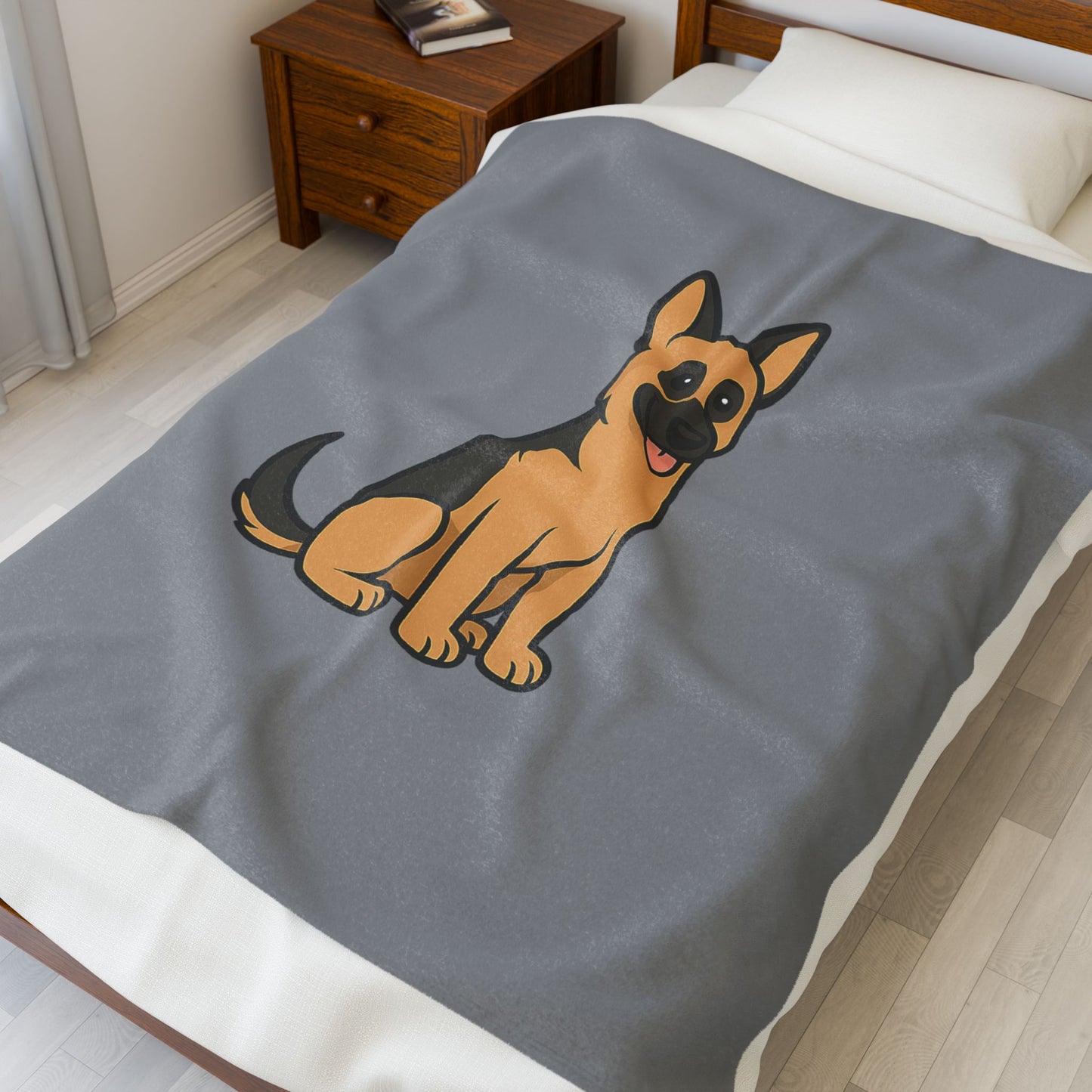 Cartoon German Shepherd Plush Blanket – Soft & Cozy Throw