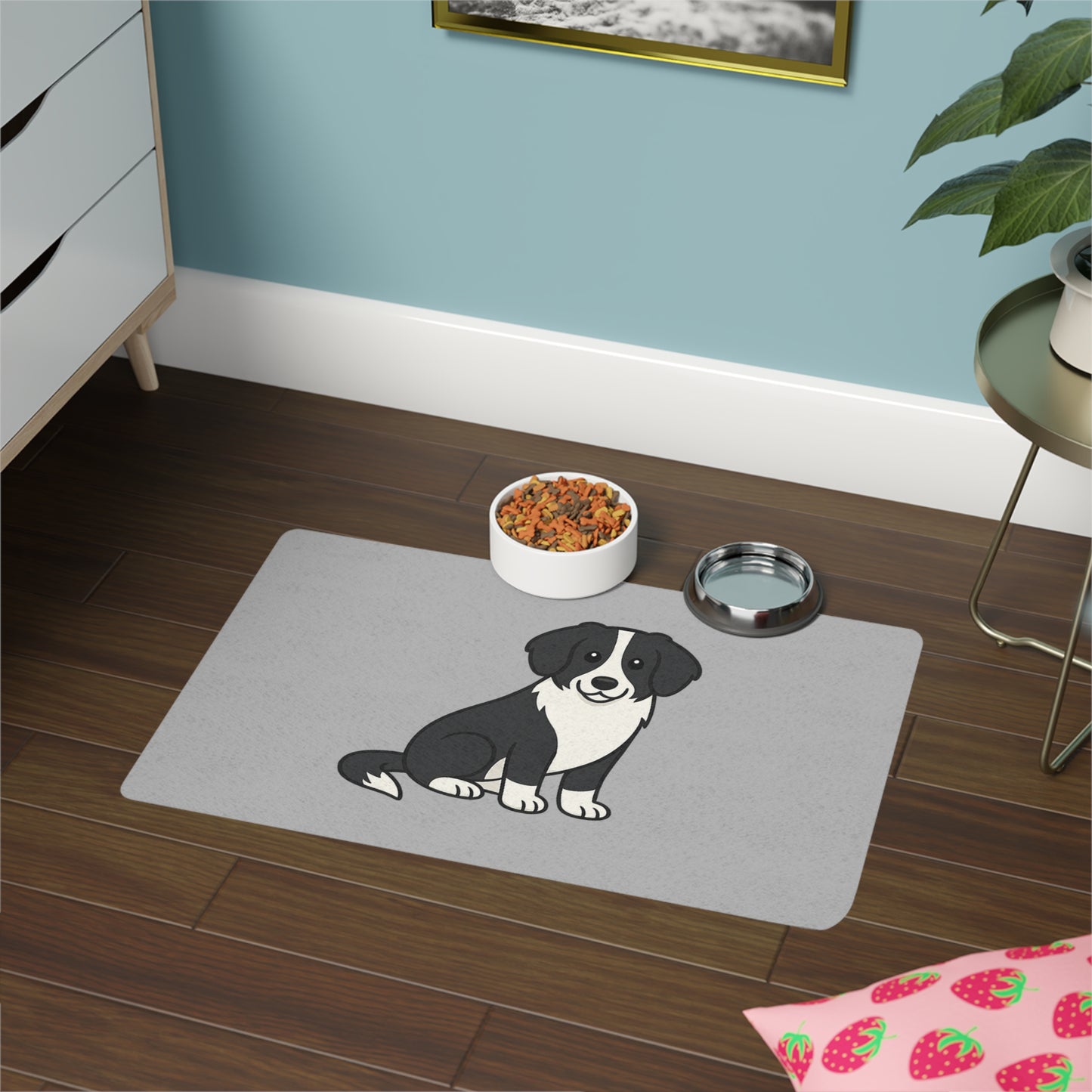 Cartoon Border Collie Pet Placemat – Cute & Practical Dog Feeding Mat