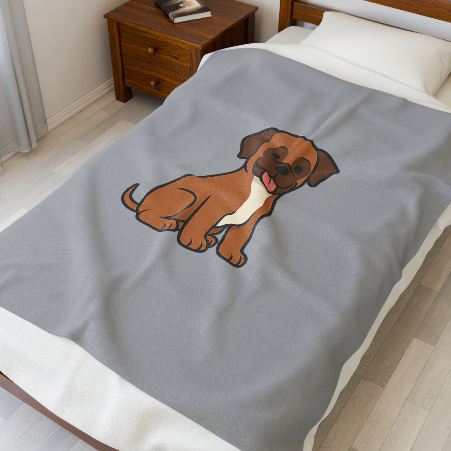 Cartoon Boxer Plush Blanket – Soft & Cozy Dog Lover Throw