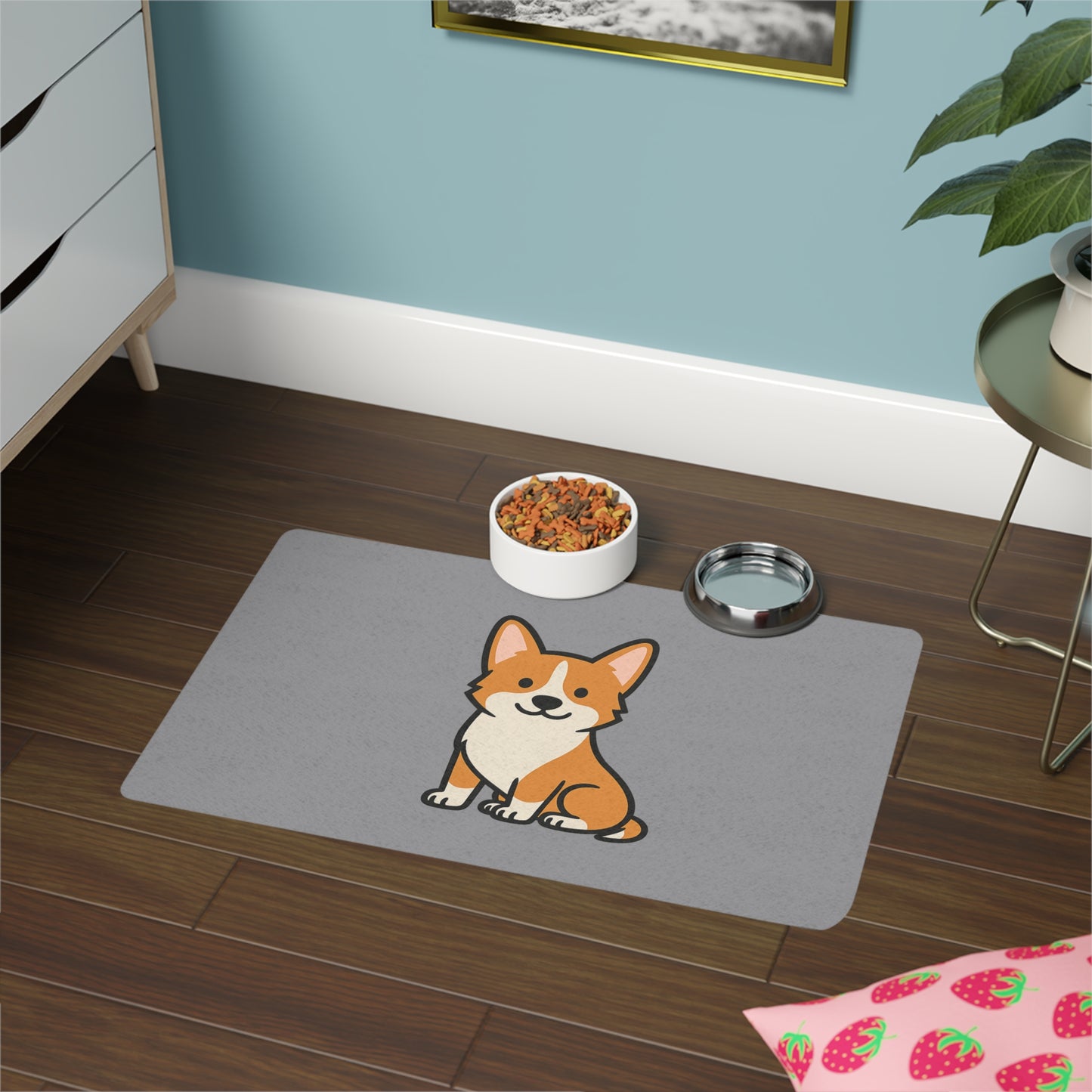 Cartoon Corgi Pet Placemat – Cute & Practical Dog Feeding Mat