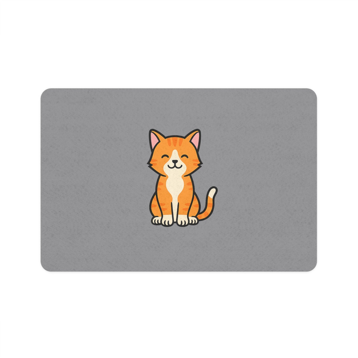 Cartoon Orange and White Cat Placemat – Cute Pet Feeding Mat