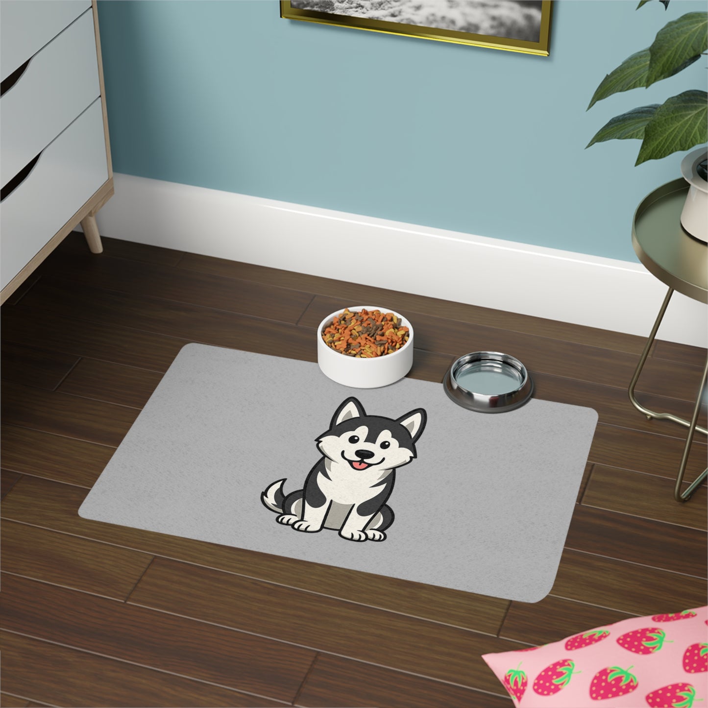 Cartoon Husky Pet Placemat – Cute Cartoon Dog Feeding Mat