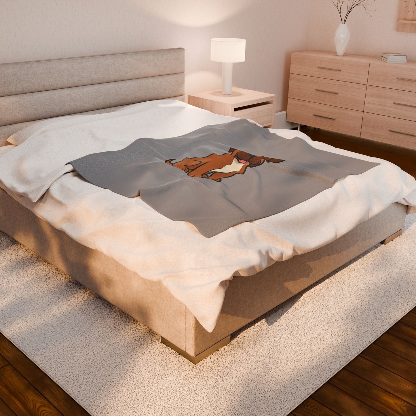 Cartoon Boxer Plush Blanket – Soft & Cozy Dog Lover Throw