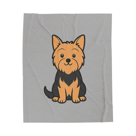 Cartoon Yorkshire Terrier Plush Blanket – Soft & Cozy Throw