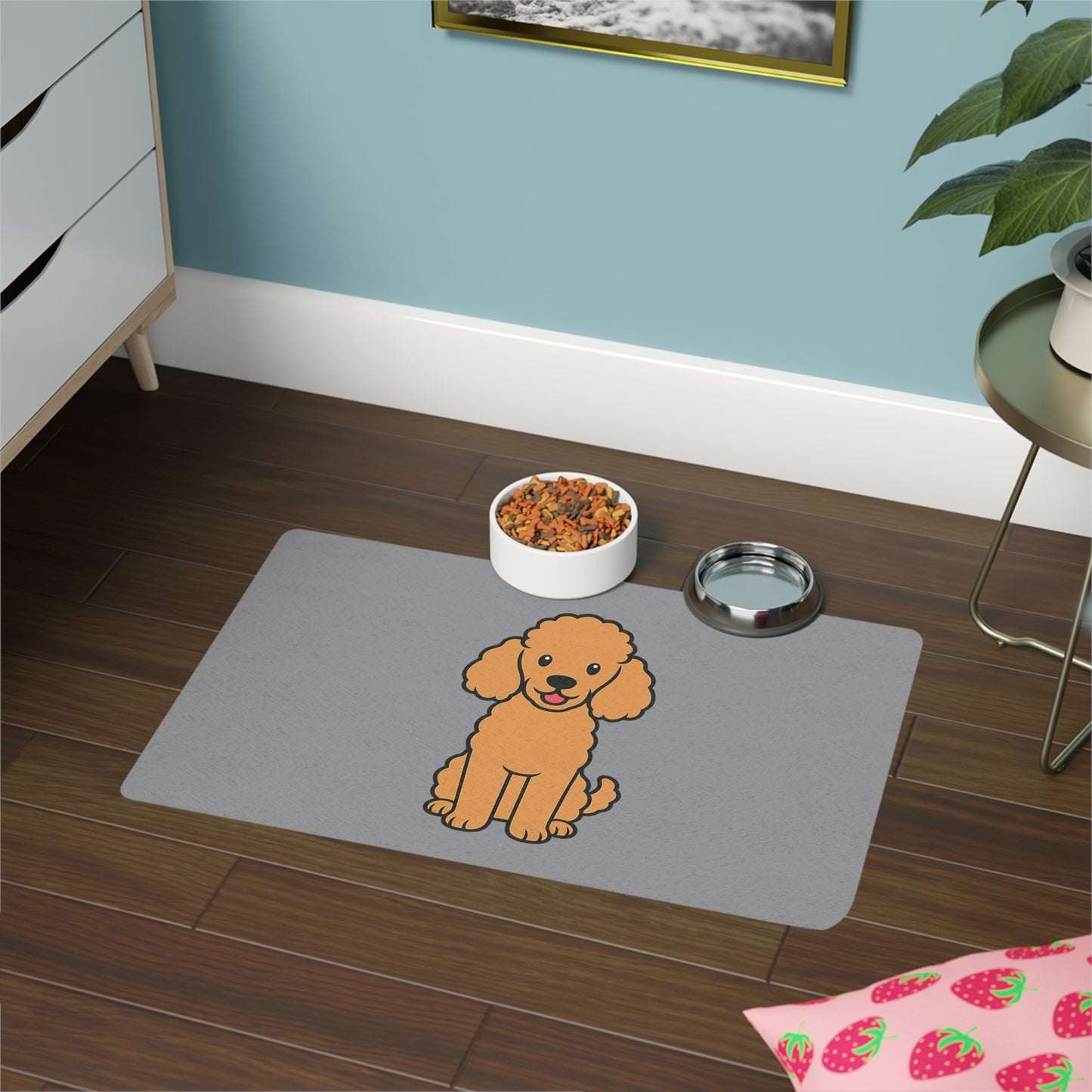 Cartoon Poodle Pet Placemat – Cute & Durable Dog Feeding Mat