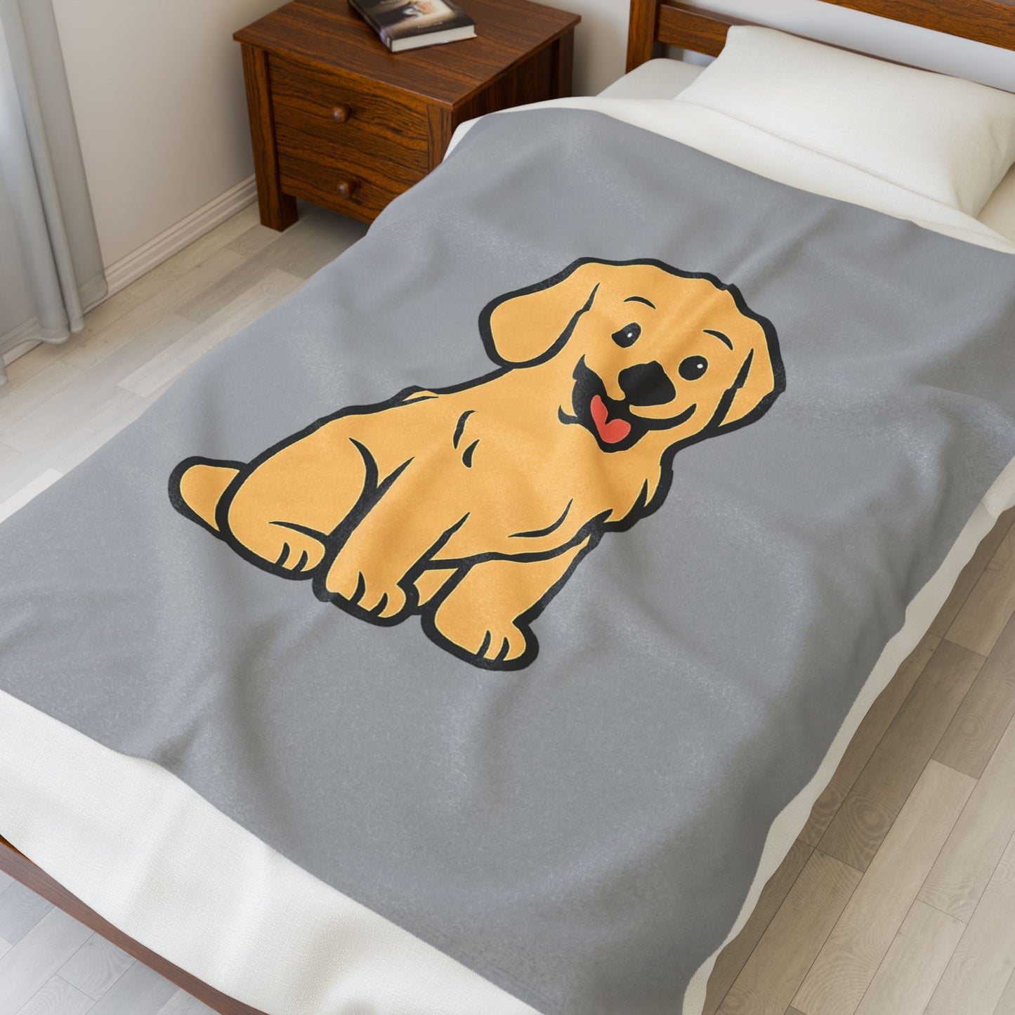 Cartoon Yellow Lab Plush Blanket – Soft & Cozy Throw