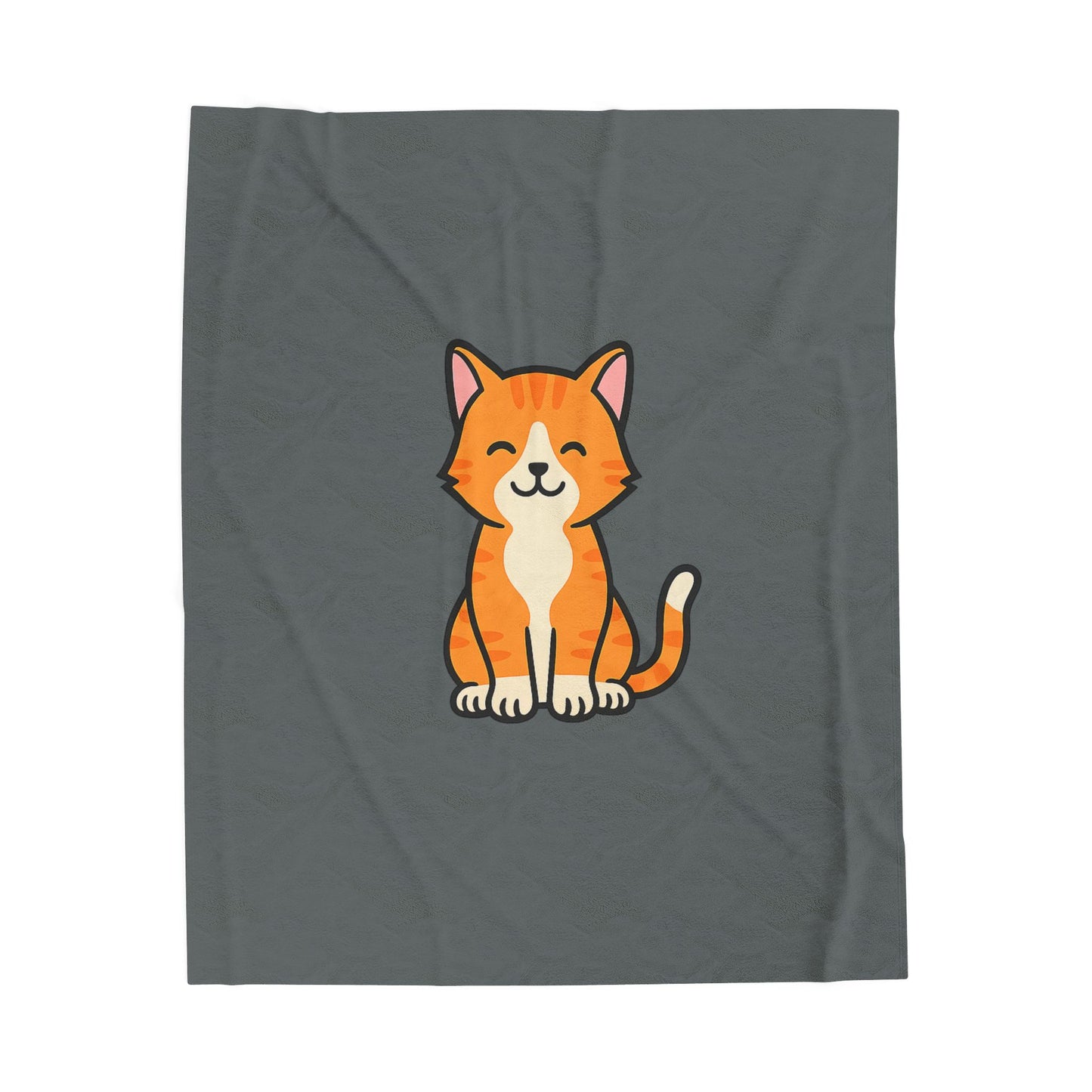 Cartoon Orange and White Cat Plush Blanket – Soft Cozy Cat Throw