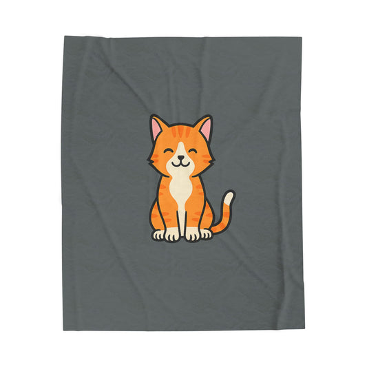 Cartoon Orange and White Cat Plush Blanket – Soft Cozy Cat Throw