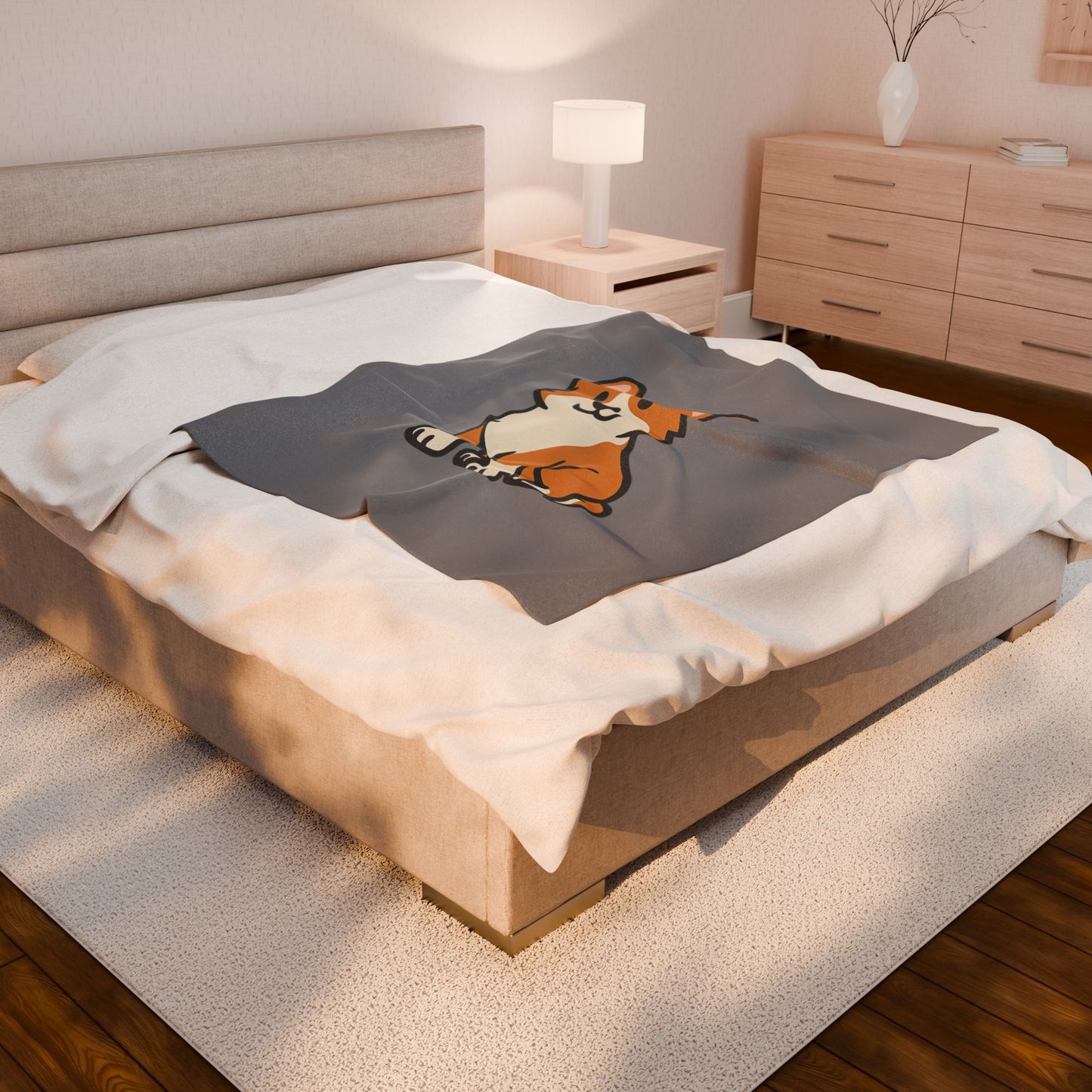 Cartoon Corgi Plush Blanket – Soft & Cozy Throw