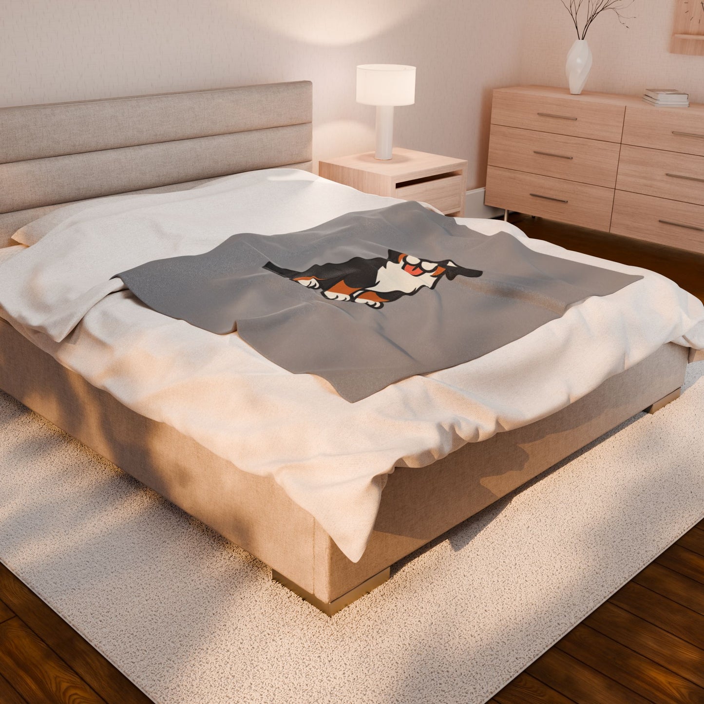 Cartoon Bernese Mountain Dog Plush Blanket – Cozy Dog Lover Throw