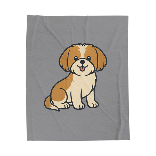 Cartoon Shih Tzu Plush Blanket – Soft & Cozy Throw