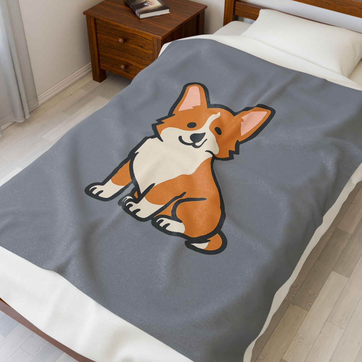 Cartoon Corgi Plush Blanket – Soft & Cozy Throw