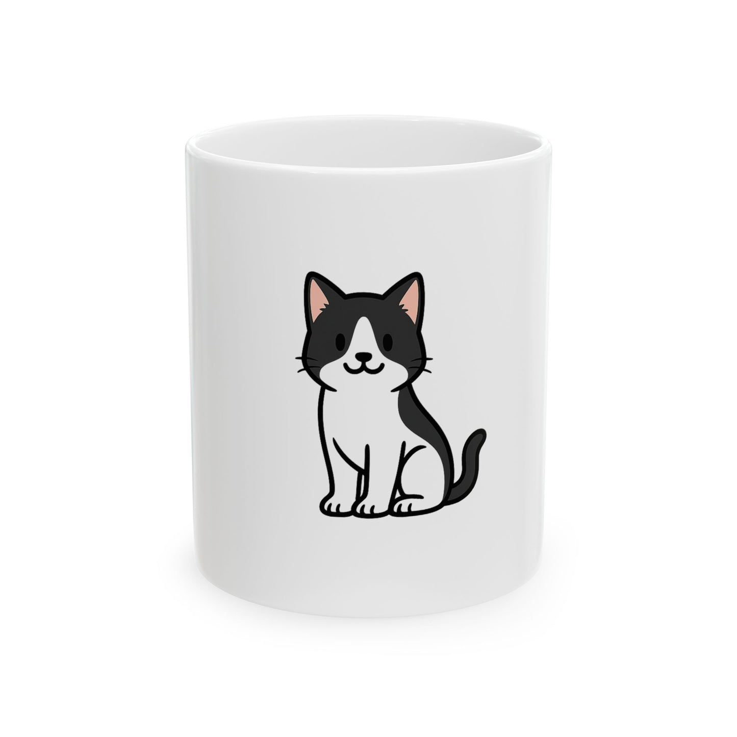 Cartoon Black and White Cat Mug – Cute Cat Lover Coffee Cup