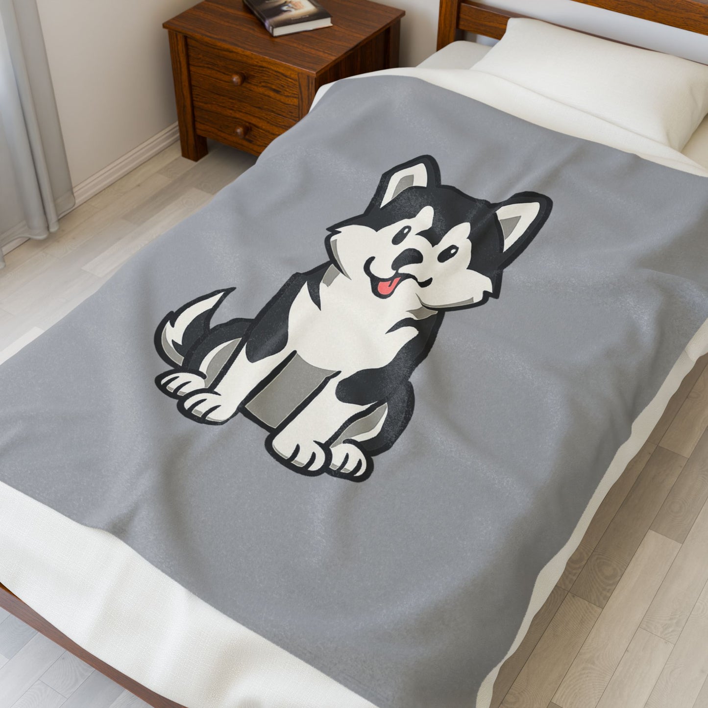 Cartoon Husky Plush Blanket – Soft & Cozy Throw