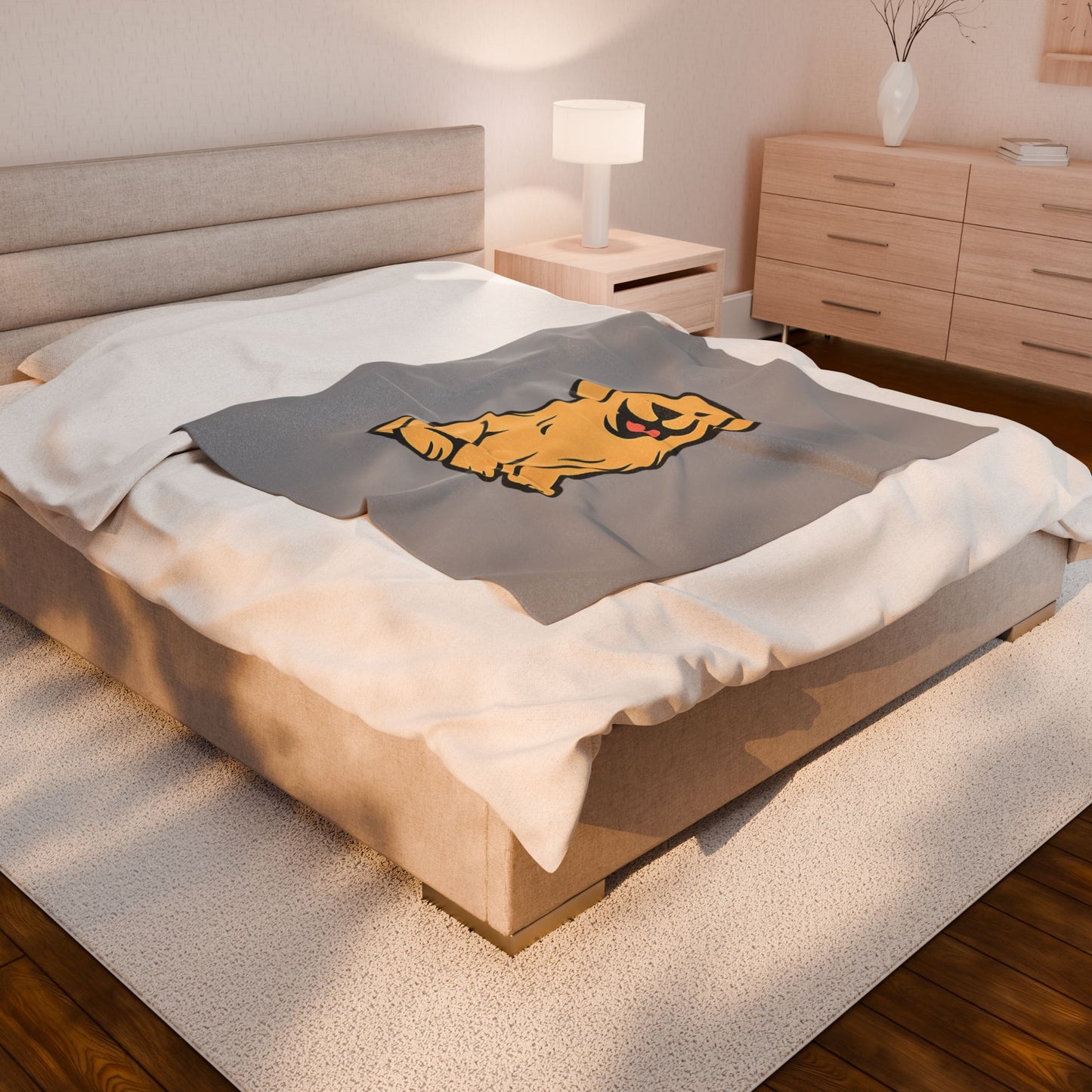 Cartoon Yellow Lab Plush Blanket – Soft & Cozy Throw