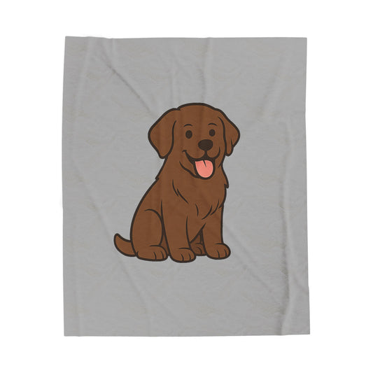 Cartoon Chocolate Lab Plush Blanket – Cozy Dog Lover Gift