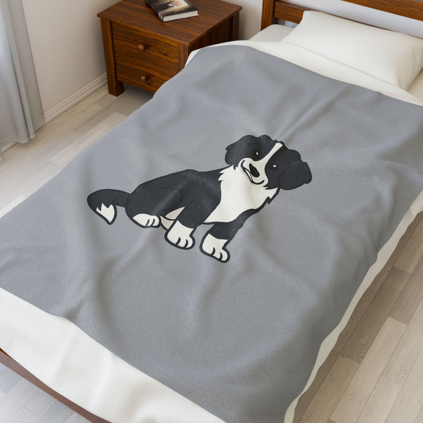 Cartoon Border Collie Plush Blanket – Soft & Cozy Throw