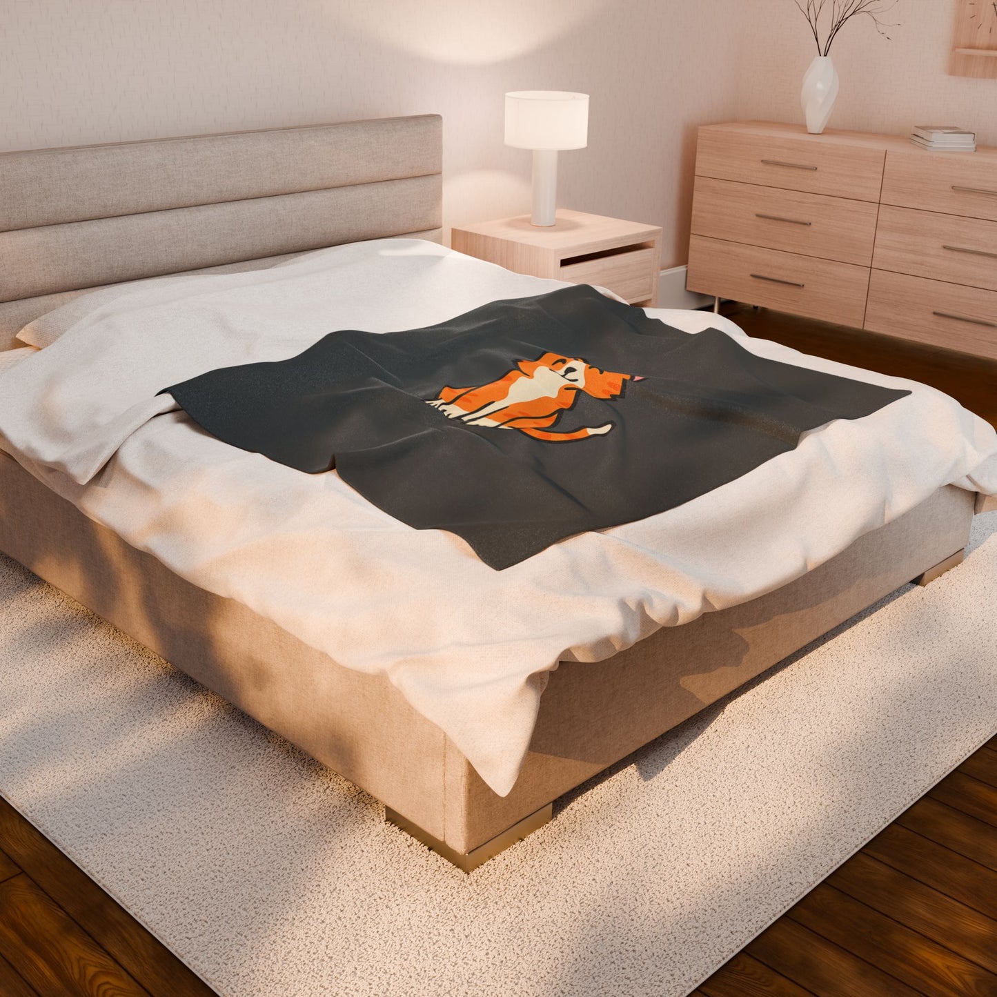Cartoon Orange and White Cat Plush Blanket – Soft Cozy Cat Throw