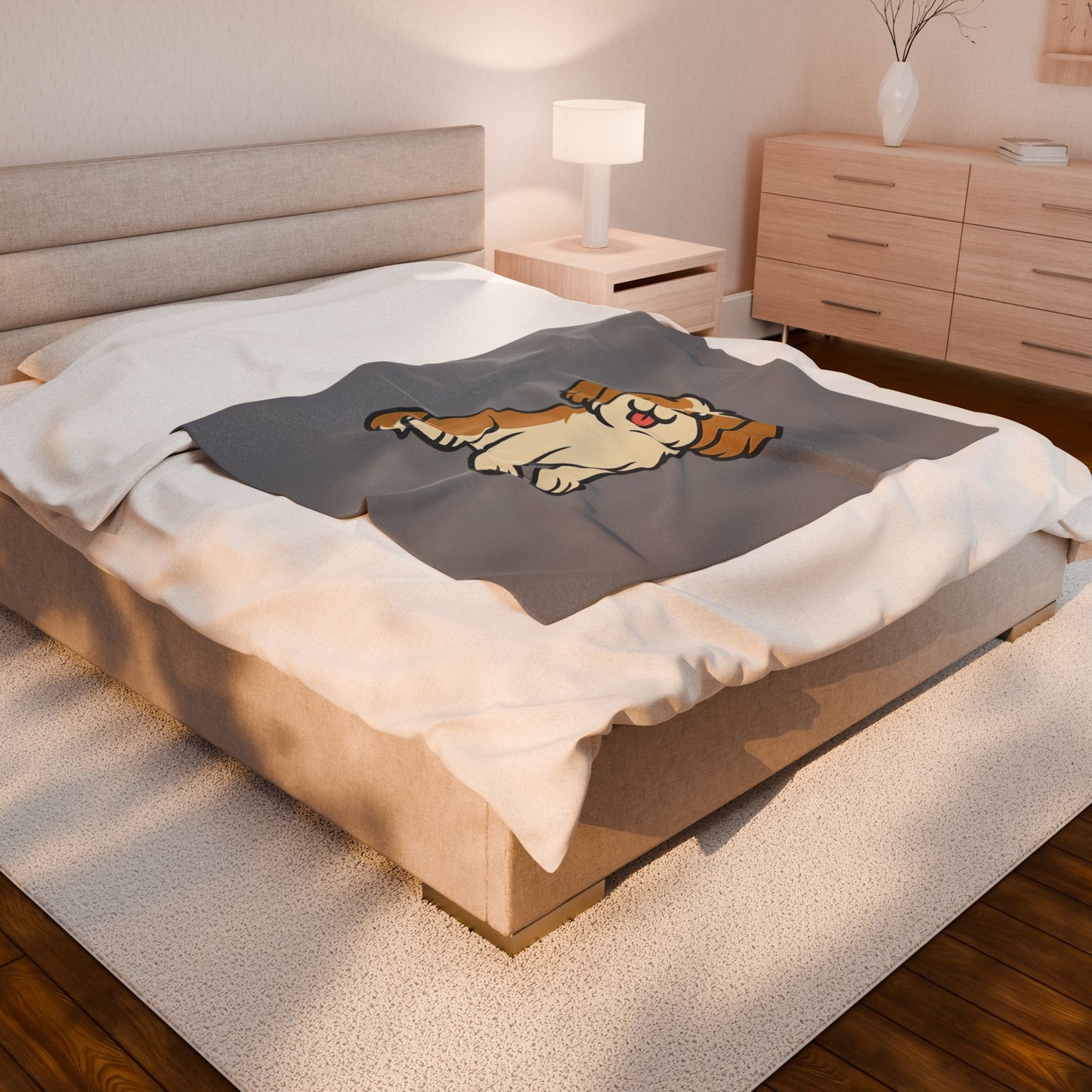 Cartoon Shih Tzu Plush Blanket – Soft & Cozy Throw