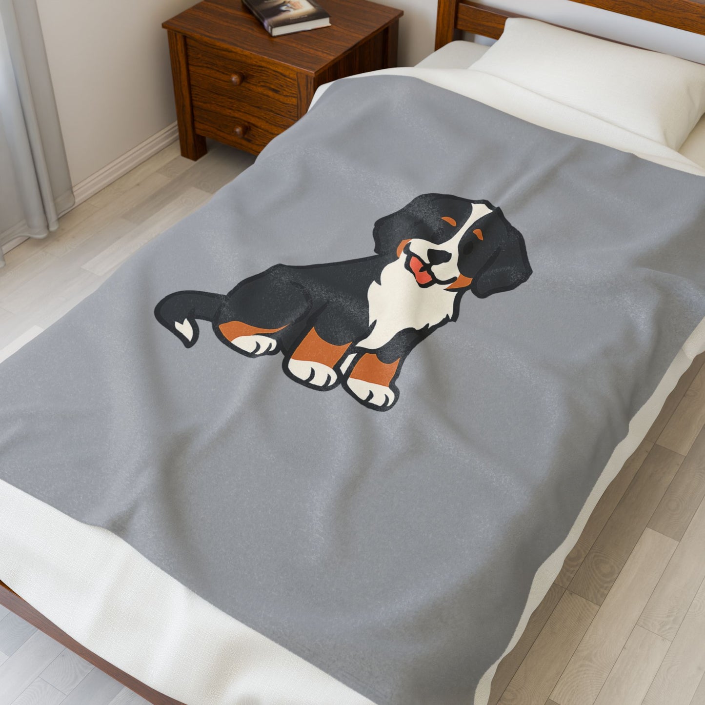 Cartoon Bernese Mountain Dog Plush Blanket – Cozy Dog Lover Throw