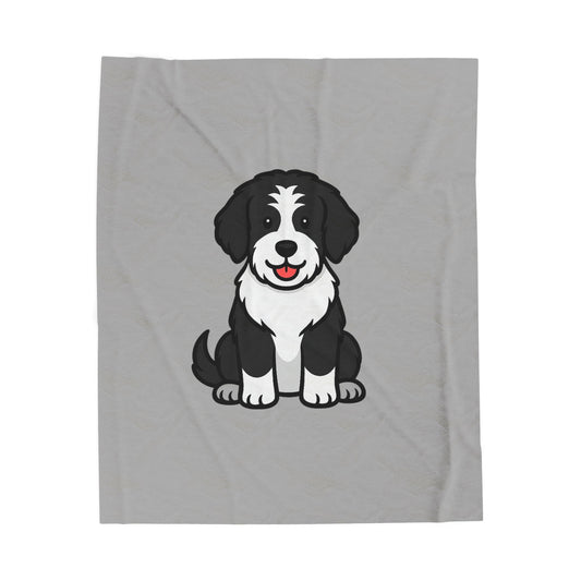 Cartoon Bernedoodle Plush Blanket – Cozy Dog Lover Throw