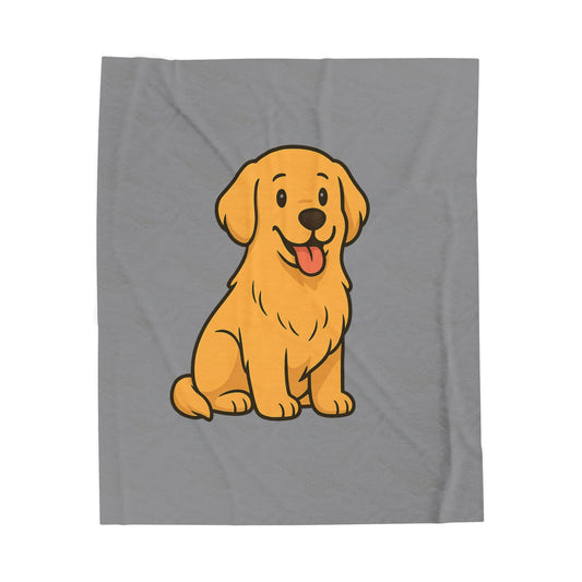 Cartoon Golden Retriever Plush Blanket – Cozy Dog Lover Gift