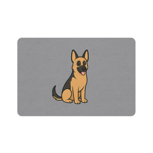 Cartoon German Shepherd Pet Placemat – Durable, Easy to Clean Dog Feeding Mat