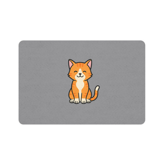 Cartoon Orange and White Cat Placemat – Cute Pet Feeding Mat