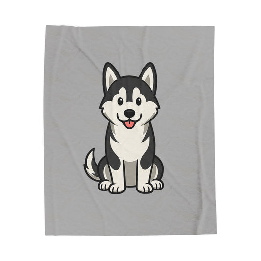 Cartoon Husky Plush Blanket – Soft & Cozy Throw