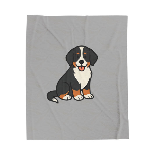 Cartoon Bernese Mountain Dog Plush Blanket – Cozy Dog Lover Throw