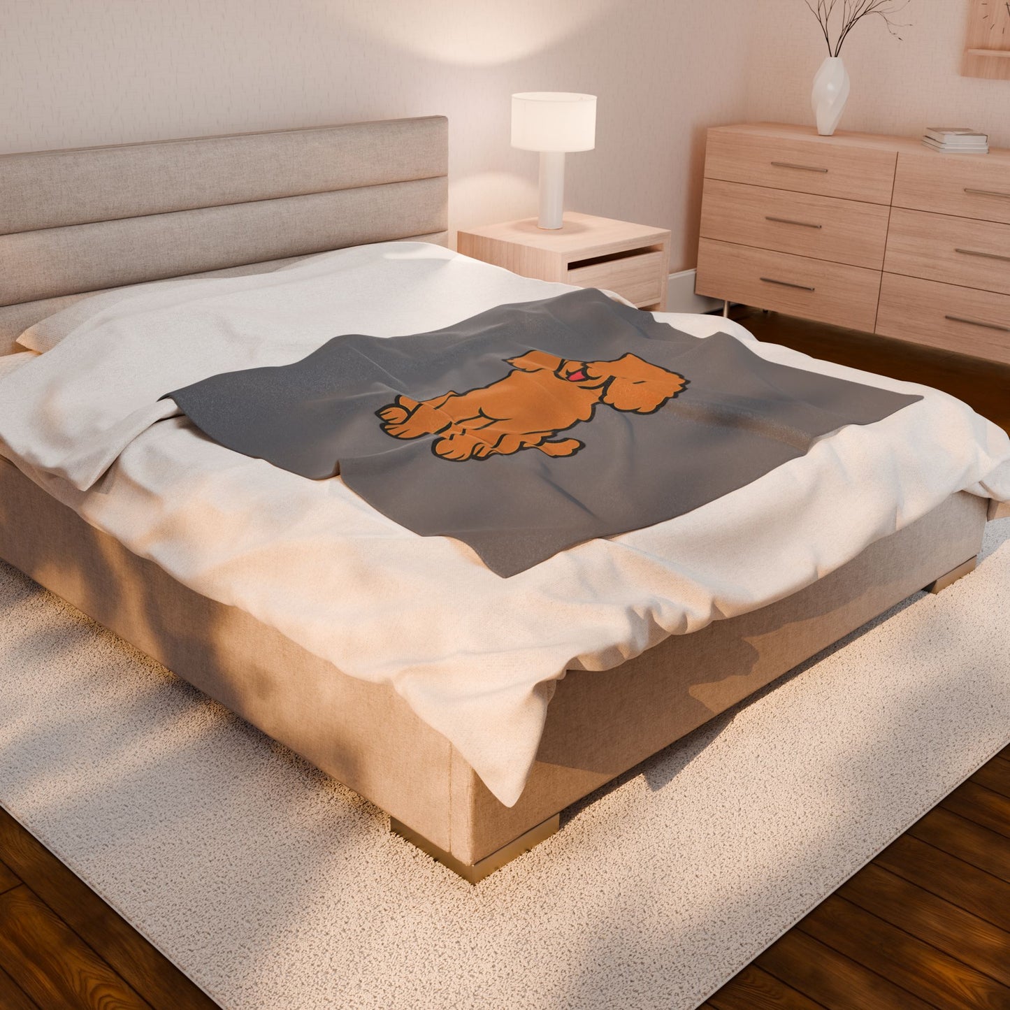 Cartoon Poodle Plush Blanket – Soft & Cozy Throw